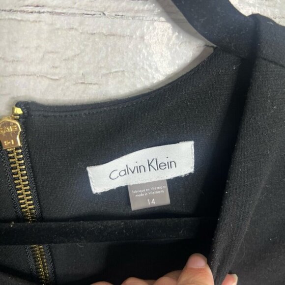 Calvin Klein dress black purple striped size 14 sheath - Picture 4 of 7